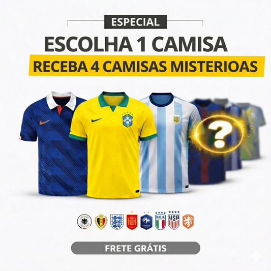 Combo Especial: Escolha 1 Camisa e Receba + 4 Camisas de Surpresa