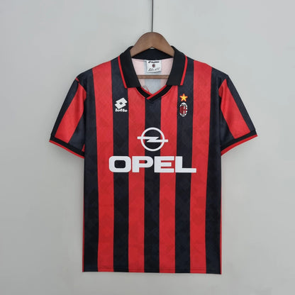Camisa Retrô AC Milan I 95/96 - Masculina - Modelo Torcedor- Vermelha e Preta