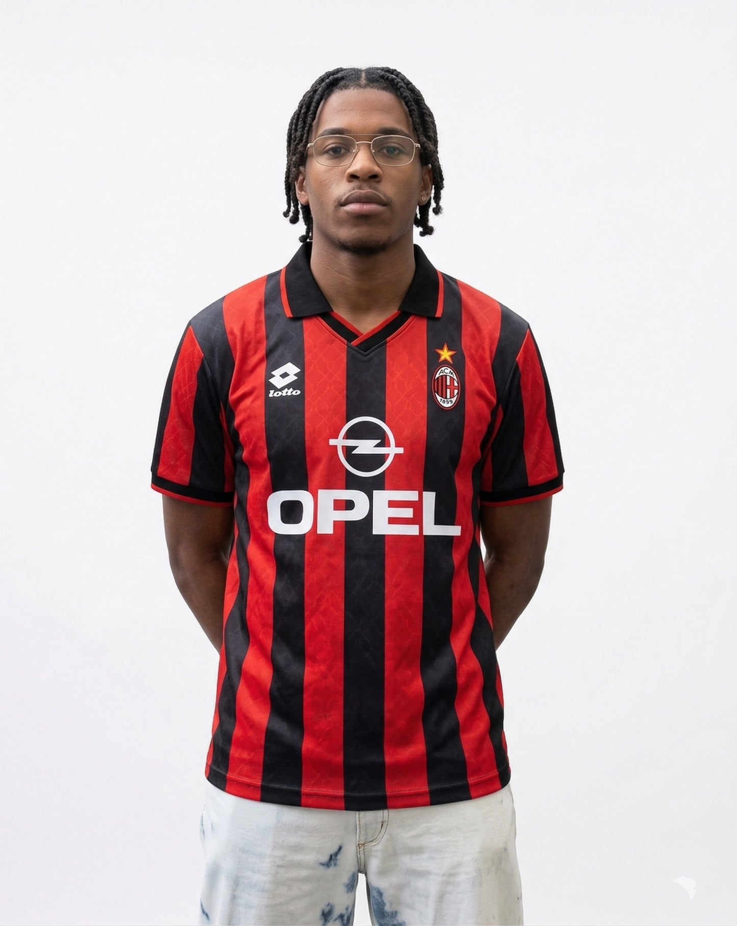 Camisa Retrô AC Milan I 95/96 - Masculina - Modelo Torcedor- Vermelha e Preta