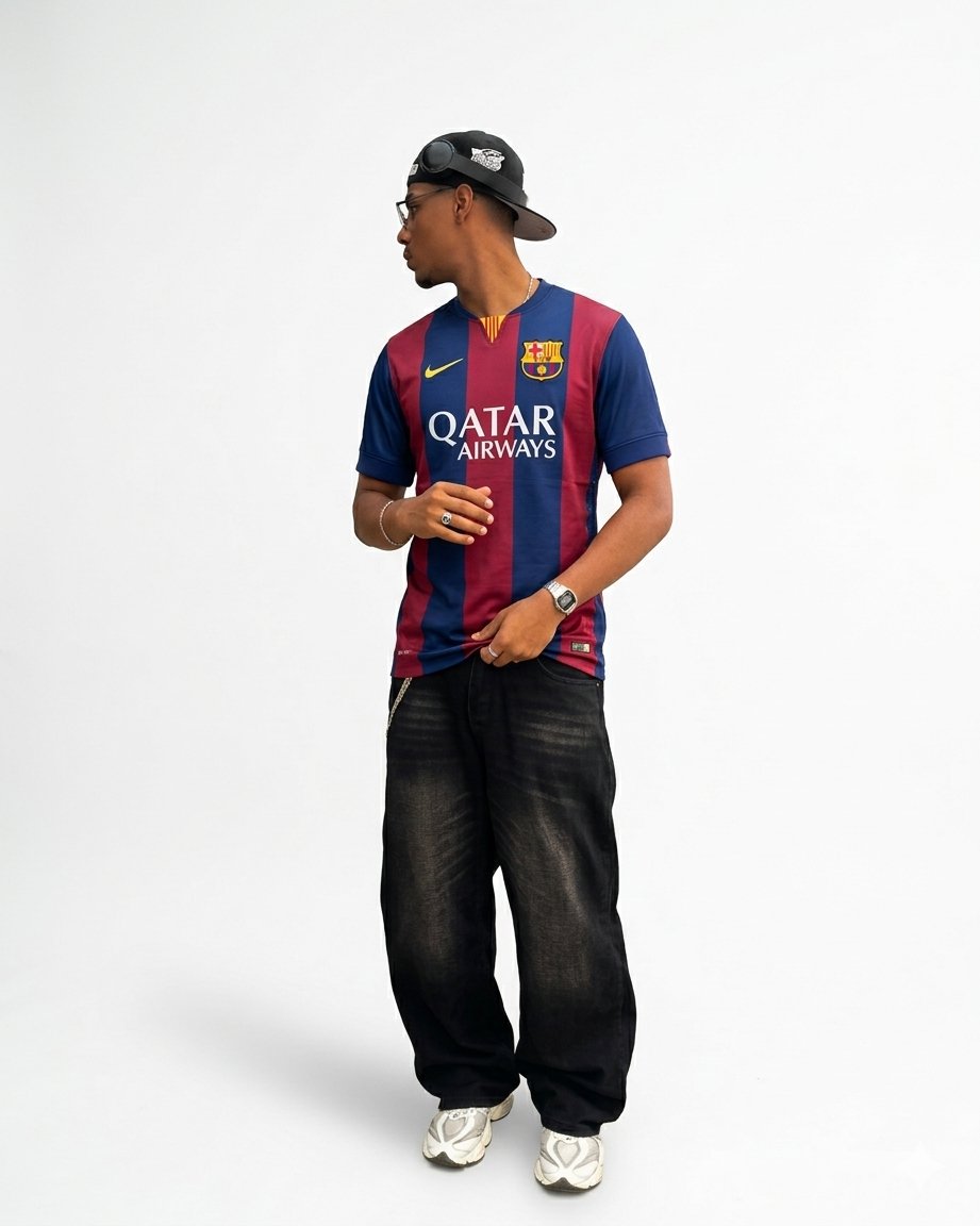 Camisa Barcelona Retrô 2015 Azul e Grená - Nike