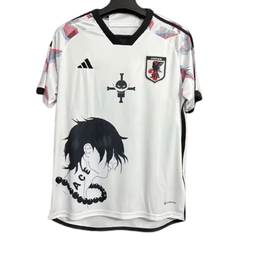 Camisa Japão Anime One Piece Ace 24/25 - Torcedor Masculina - Branco com detalhes em Preto
