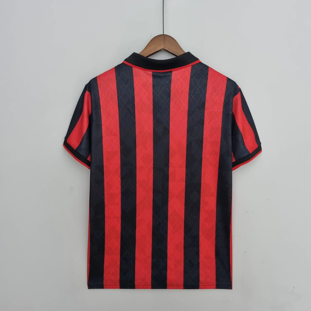 Camisa Retrô AC Milan I 95/96 - Masculina - Modelo Torcedor- Vermelha e Preta